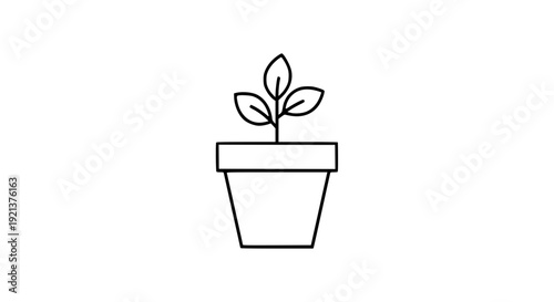 Minimalist Flower Pot Outline Vector Icon for Plant-Themed and Gardening Projects