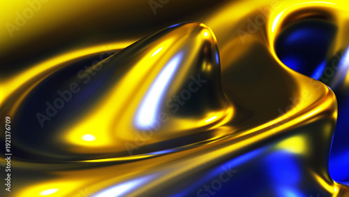 Abstract gold blue waves ba...