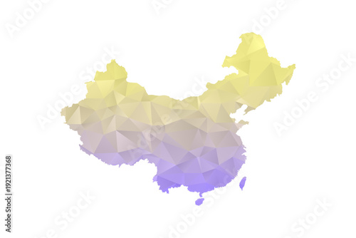 China Map - Polygon Style Vector Illustration in Yellow and Lavender Gradient, Low Poly Geometric Design, Isolated on White Background for Infographics and Projects