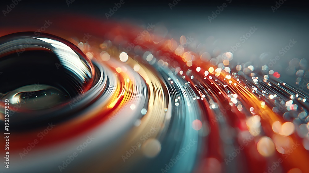 Fototapeta premium Abstract camera lens with colorful light reflections images