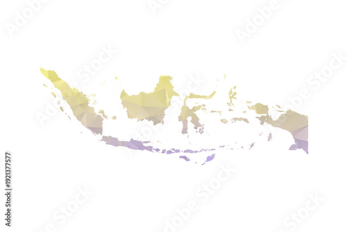 Indonesia Map - Polygon Style Vector Illustration in Yellow and Lavender Gradient, Low Poly Geometric Design, Isolated on White Background for Infographics and Projects