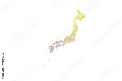 Japan Map - Polygon Style Vector Illustration in Yellow and Lavender Gradient, Low Poly Geometric Design, Isolated on White Background for Infographics and Projects