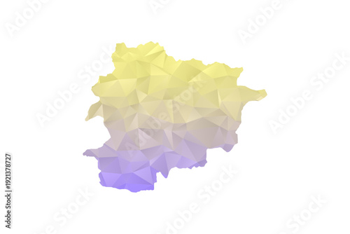 Andorra Map - Polygon Style Vector Illustration in Yellow and Lavender Gradient, Low Poly Geometric Design, Isolated on White Background for Infographics and Projects