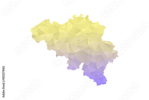 Belgium Map - Polygon Style Vector Illustration in Yellow and Lavender Gradient, Low Poly Geometric Design, Isolated on White Background for Infographics and Projects