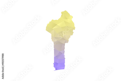 Benin Map - Polygon Style Vector Illustration in Yellow and Lavender Gradient, Low Poly Geometric Design, Isolated on White Background for Infographics and Projects