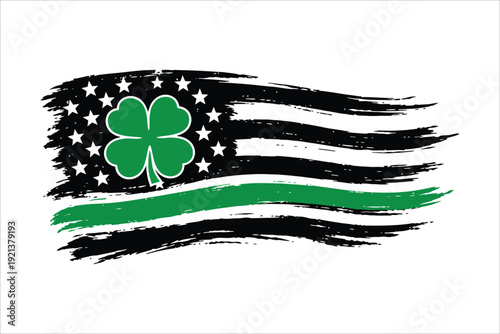 St Patricks Day American Flag Shamrock