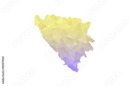 Bosnia and Herzegovina Map - Polygon Style Vector Illustration in Yellow and Lavender Gradient, Low Poly Geometric Design, Isolated on White Background for Infographics and Projects