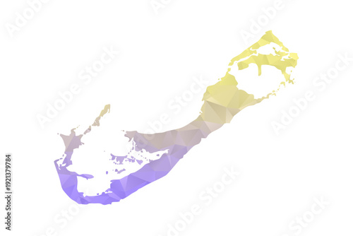 Bermuda Map - Polygon Style Vector Illustration in Yellow and Lavender Gradient, Low Poly Geometric Design, Isolated on White Background for Infographics and Projects