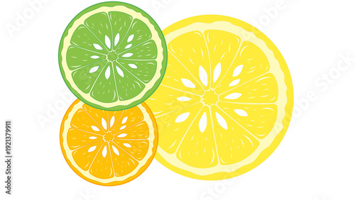 lemon slice isolated on white background, Freshness Orange Slice Frame, Fresh Orange Slice Illustration, orange vektor illustration, lime dan lemon vektor illustration.