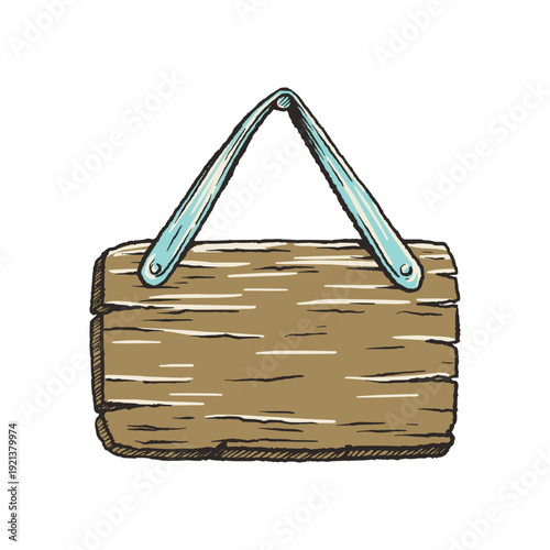 Leather strap hanging wooden board vintage western style