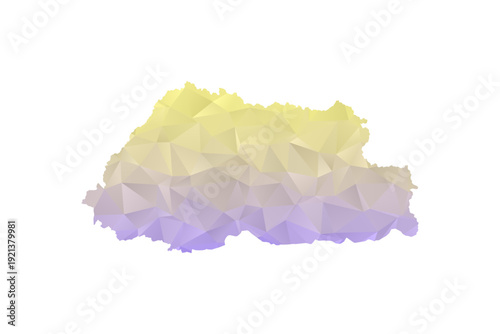 Bhutan Map - Polygon Style Vector Illustration in Yellow and Lavender Gradient, Low Poly Geometric Design, Isolated on White Background for Infographics and Projects