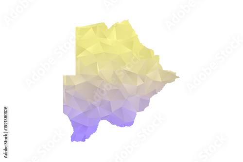 Botswana Map - Polygon Style Vector Illustration in Yellow and Lavender Gradient, Low Poly Geometric Design, Isolated on White Background for Infographics and Projects