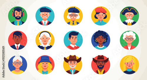 Diverse Collection of People Avatars Representing Various Ages and Styles