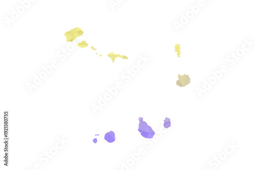 Cabo Verde Map - Polygon Style Vector Illustration in Yellow and Lavender Gradient, Low Poly Geometric Design, Isolated on White Background for Infographics and Projects