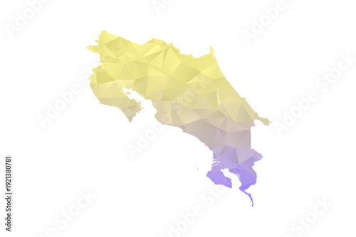 Costa Rica Map - Polygon Style Vector Illustration in Yellow and Lavender Gradient, Low Poly Geometric Design, Isolated on White Background for Infographics and Projects