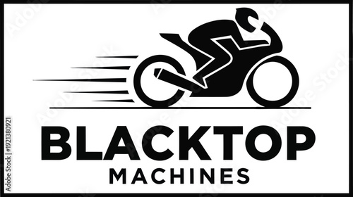 Energetic Graphic logo design of a speeding motorcycle racer silhouette vector illustration