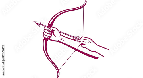 Archer Aiming Bow and Arrow, Archery Sport, Skill and Precision for Target Shooting