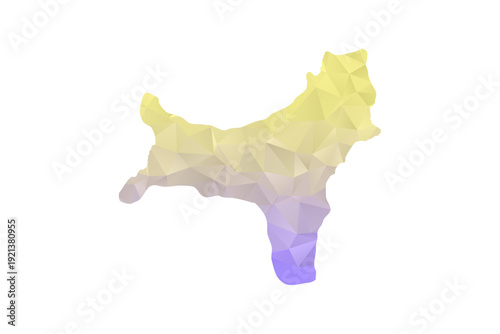 Christmas Island Map - Polygon Style Vector Illustration in Yellow and Lavender Gradient, Low Poly Geometric Design, Isolated on White Background for Infographics and Projects