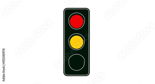 Traffic Signal Light Showing Red and Yellow Illumination, Stop and Caution