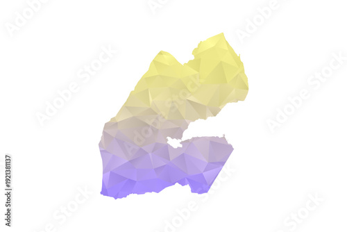 Djibouti Map - Polygon Style Vector Illustration in Yellow and Lavender Gradient, Low Poly Geometric Design, Isolated on White Background for Infographics and Projects