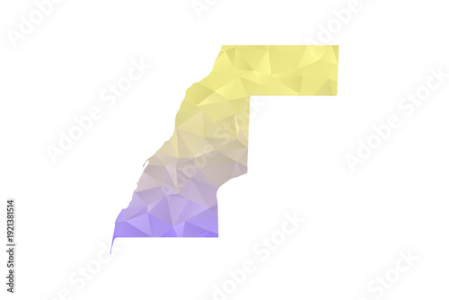 Western Sahara Map - Polygon Style Vector Illustration in Yellow and Lavender Gradient, Low Poly Geometric Design, Isolated on White Background for Infographics and Projects