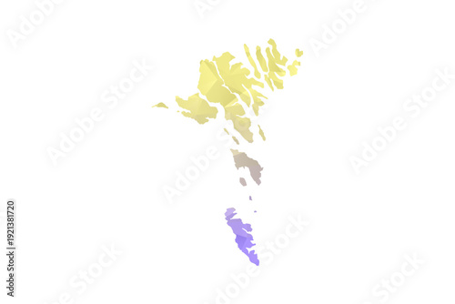 Faroe Islands Map - Polygon Style Vector Illustration in Yellow and Lavender Gradient, Low Poly Geometric Design, Isolated on White Background for Infographics and Projects