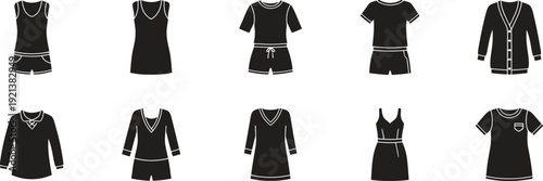 Collection of modern clothing and sportswear designs