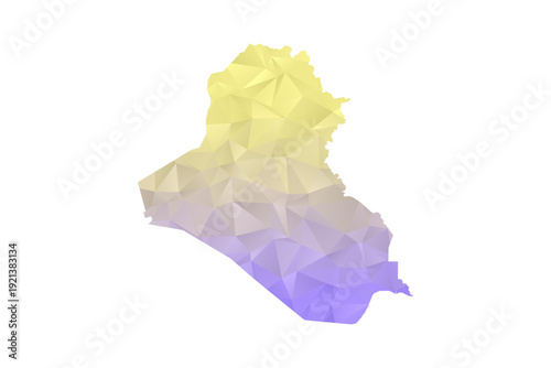 Iraq Map - Polygon Style Vector Illustration in Yellow and Lavender Gradient, Low Poly Geometric Design, Isolated on White Background for Infographics and Projects