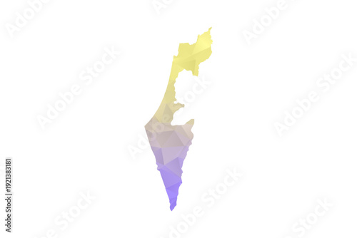 Palestine Map - Polygon Style Vector Illustration in Yellow and Lavender Gradient, Low Poly Geometric Design, Isolated on White Background for Infographics and Projects