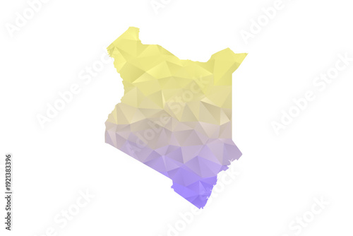 Kenya Map - Polygon Style Vector Illustration in Yellow and Lavender Gradient, Low Poly Geometric Design, Isolated on White Background for Infographics and Projects