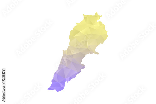 Lebanon Map - Polygon Style Vector Illustration in Yellow and Lavender Gradient, Low Poly Geometric Design, Isolated on White Background for Infographics and Projects