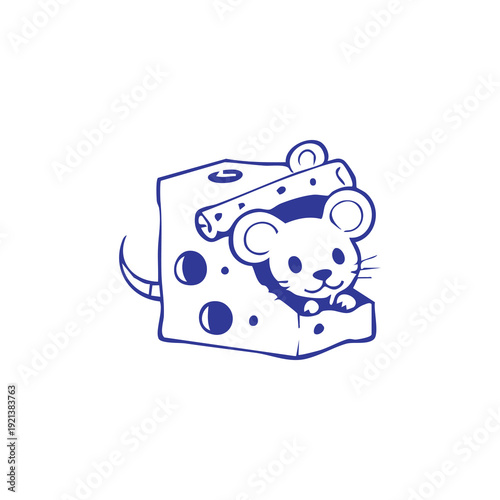 Mouse in a piece of cheese