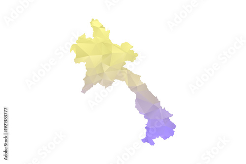 Laos Map - Polygon Style Vector Illustration in Yellow and Lavender Gradient, Low Poly Geometric Design, Isolated on White Background for Infographics and Projects