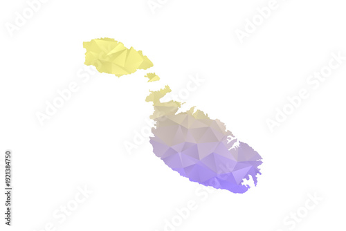Malta Map - Polygon Style Vector Illustration in Yellow and Lavender Gradient, Low Poly Geometric Design, Isolated on White Background for Infographics and Projects