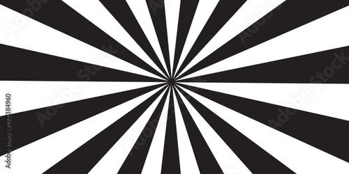 Trendy black and white abstract background featuring a vintage grunge sunburst pattern with retro rays and a swirl vector texture for a stylish paper backdrop illustration