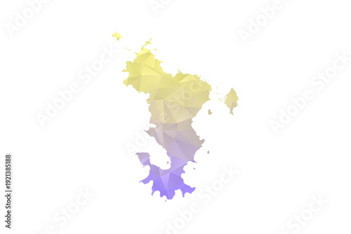 Mayotte Map - Polygon Style Vector Illustration in Yellow and Lavender Gradient, Low Poly Geometric Design, Isolated on White Background for Infographics and Projects