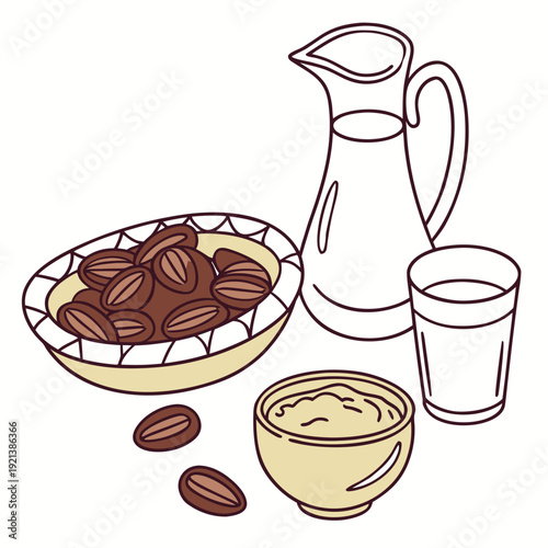 A delightful assortment of breakfast items including coffee and pastries isolated on transparent background, isolated on white background, Vector