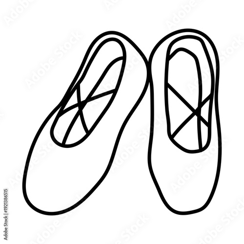 Ballet Shoes Icon Vector Illustration, Classic Pointe Shoes Symbol Isolated on White Background, Minimal Dance Icon. Elegant ballet shoes icon vector illustration featuring classic pointe shoes.