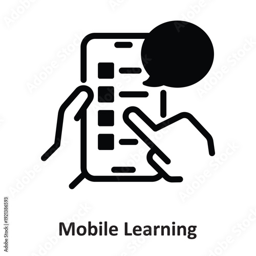 Mobile Learning Vector icon which can easily modify or edit