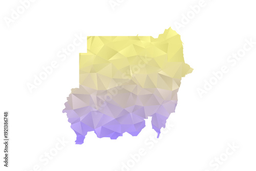 Sudan Map - Polygon Style Vector Illustration in Yellow and Lavender Gradient, Low Poly Geometric Design, Isolated on White Background for Infographics and Projects