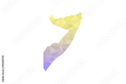 Somalia Map - Polygon Style Vector Illustration in Yellow and Lavender Gradient, Low Poly Geometric Design, Isolated on White Background for Infographics and Projects