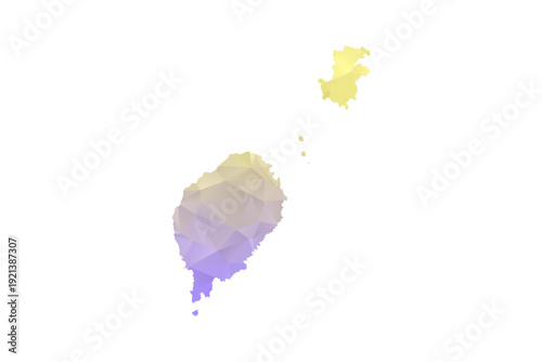 Sao Tome and Principe Map - Polygon Style Vector Illustration in Yellow and Lavender Gradient, Low Poly Geometric Design, Isolated on White Background for Infographics and Projects