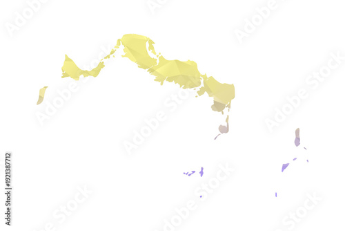 Turks and Caicos Islands Map - Polygon Style Vector Illustration in Yellow and Lavender Gradient, Low Poly Geometric Design, Isolated on White Background for Infographics and Projects