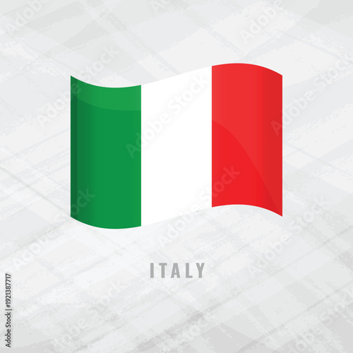 3d illustration waving flag of Italy. Vector flag of Italy.on Grey Background with copy space. Symbol of Italy.
