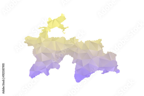Tajikistan Map - Polygon Style Vector Illustration in Yellow and Lavender Gradient, Low Poly Geometric Design, Isolated on White Background for Infographics and Projects