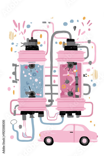Hydrogen Fuel Cell Stack Powering Electric Car
