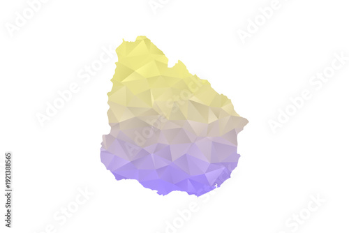 Uruguay Map - Polygon Style Vector Illustration in Yellow and Lavender Gradient, Low Poly Geometric Design, Isolated on White Background for Infographics and Projects