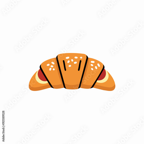 Savory Croissant Icon Minimalist Vector Illustration