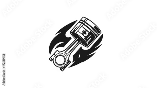 Piston Engine Illustration on Fire.
