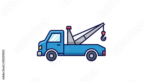 Blue Tow Truck Illustration Vehicle.